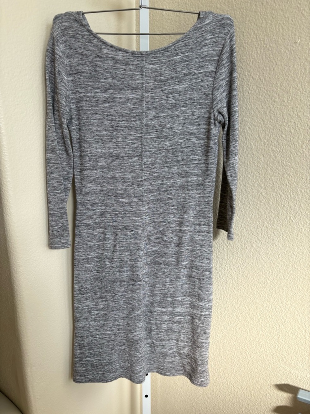 Daily Practice V Neck 3/4 Quarter Sleeve Sweater Dress in Heather Grey - Size S - Picture 4 of 5